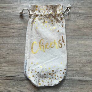 Mary Square  "Cheers"   Wine bottle  Beige & Gold Canvas Gift bag